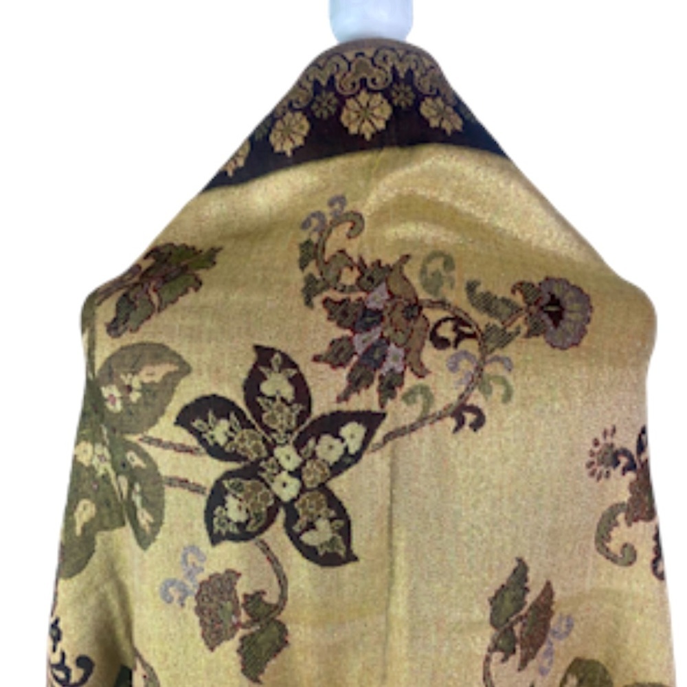 Pashmina Shawl Boho Metallic Thread Fringe - Picture 6 of 10